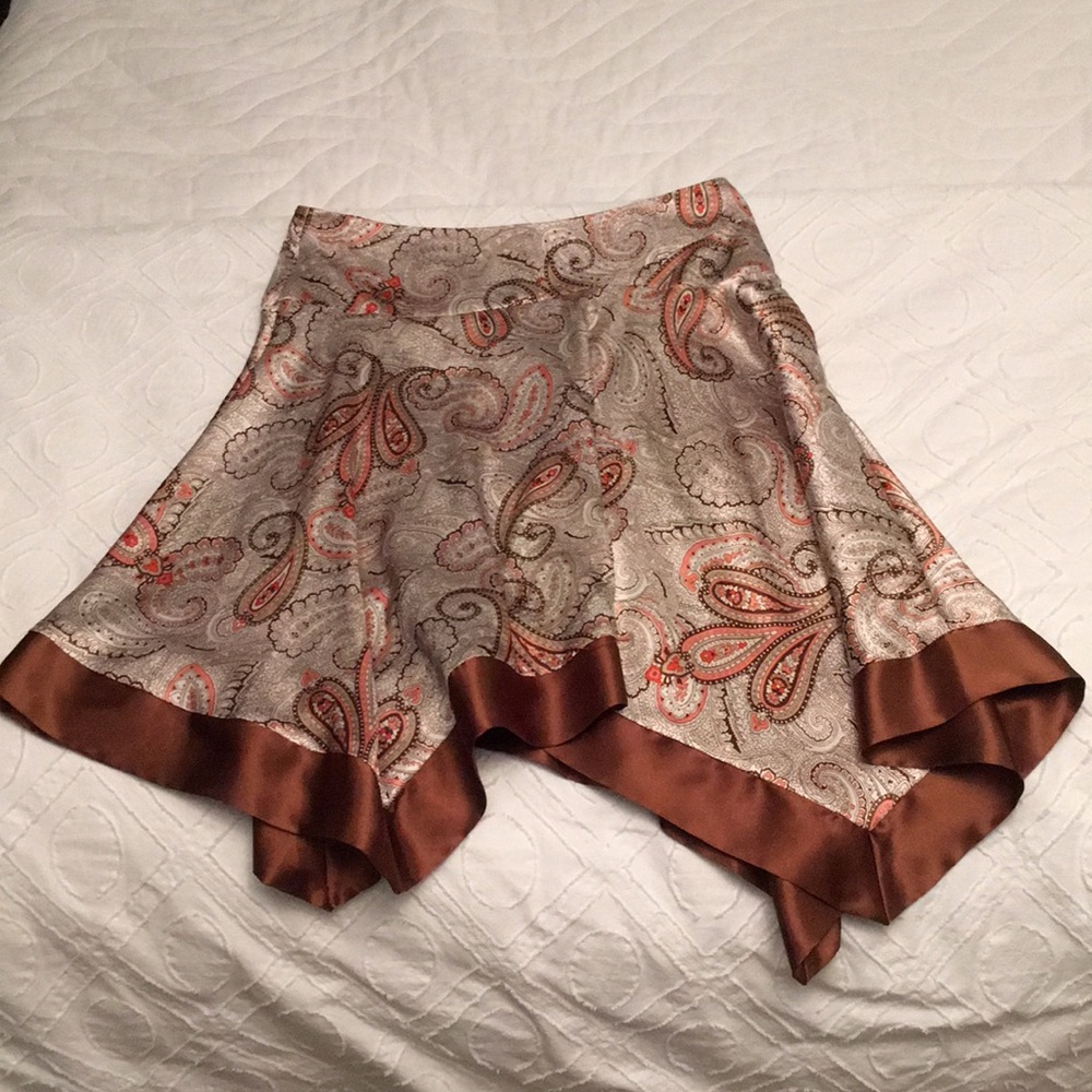 Satin paisley handkerchief skirt